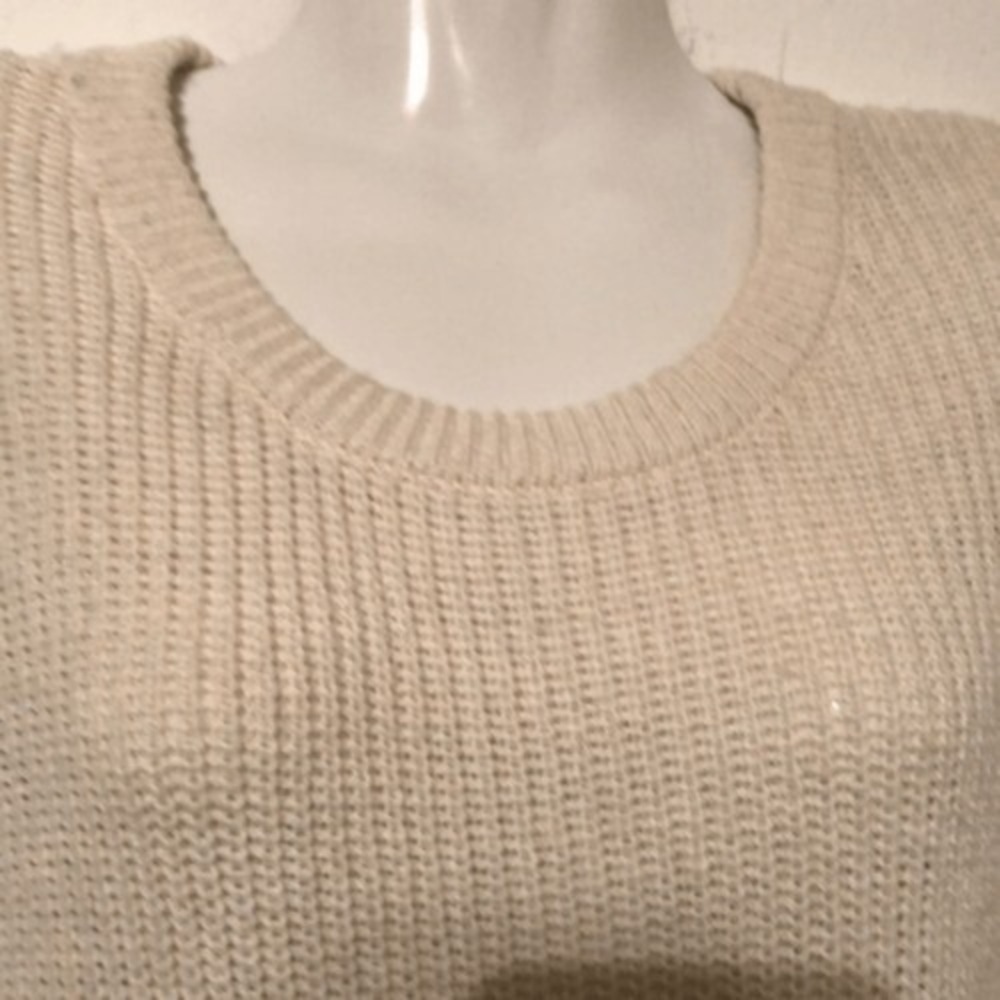 Melloday Sweater Size Medium Oversized Cream ribbed pockets comfy wool blend NWT - Picture 2 of 7